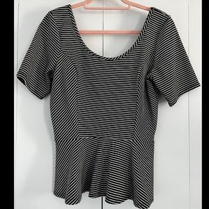 Striped peplum short sleeve top
